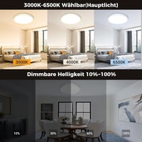 zemty 22 cm LED mennyezeti lámpa dimmelhető távirányítóval, 1500 lumen, éjszakai fény funkcióval 3