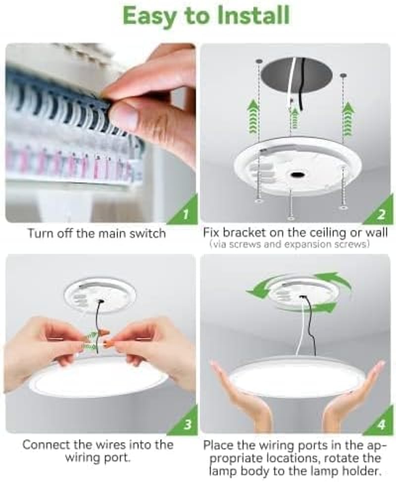 zemty 2db 30cm LED Mennyezeti Lámpa 28W 3200lm Vékony Dizájn 3 Színhőmérséklet