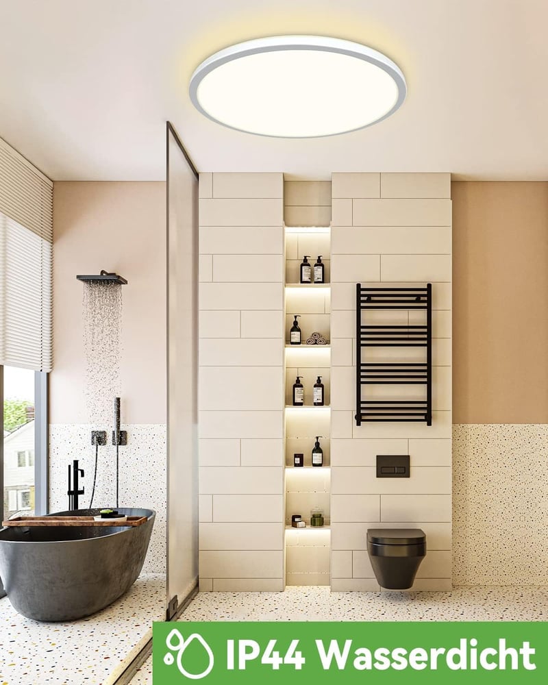 zemty Kerek LED Mennyezeti Lámpa - 24W, 4000K, 1800LM, IP44 Vízálló, Modern Panel Világítás Fürdőszobába, Konyhába, Folyosóra, Fehér