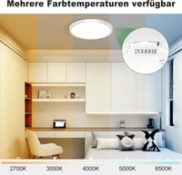 zemty LED mennyezeti lámpa lapos, 18W 1800 lm, IP44, Ø21,8 cm, 5 színhőmérséklet 2