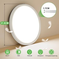 zemty LED mennyezeti lámpa lapos, 18W 1800 lm, IP44, Ø21,8 cm, 5 színhőmérséklet 3
