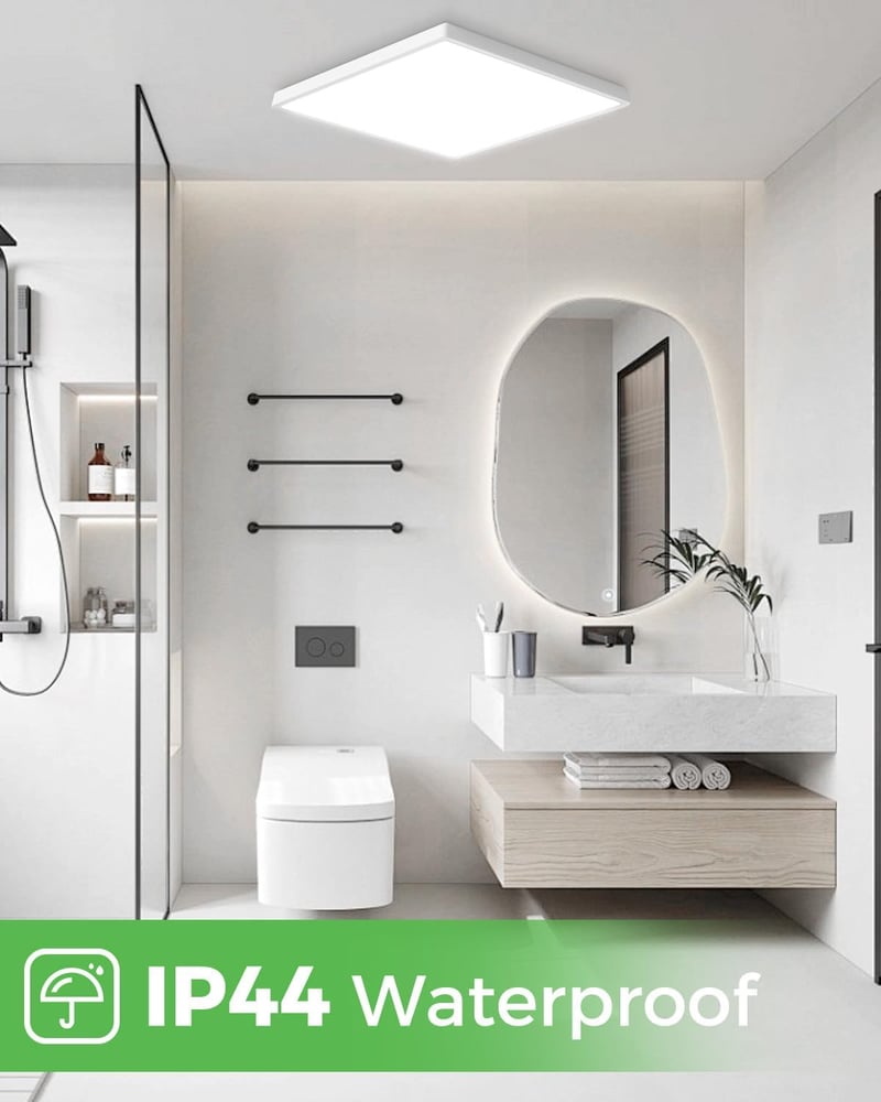 zemty LED Mennyezeti Lámpa 24W 29,5cm - Négyzet Alakú Ultravékony Panel 3 Színhőmérséklettel (3000K/4000K/6500K) - IP44 Vízálló Modern Világ
