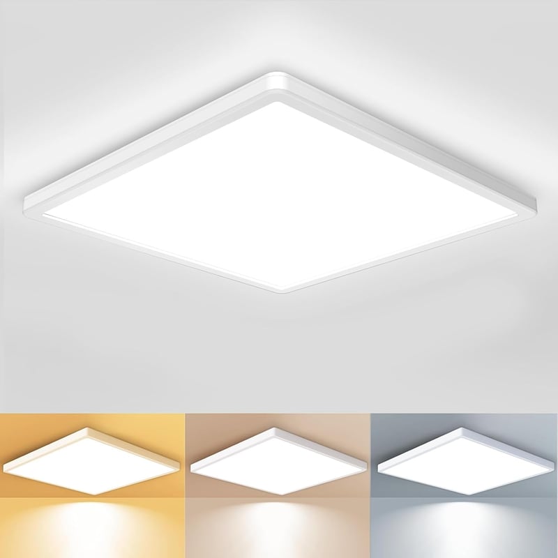 zemty LED Mennyezeti Lámpa 24W 29,5cm - Négyzet Alakú Ultravékony Panel 3 Színhőmérséklettel (3000K/4000K/6500K) - IP44 Vízálló Modern Világ