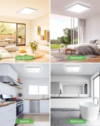 zemty LED Mennyezeti Lámpa 24W 29,5cm - Négyzet Alakú Ultravékony Panel 3 Színhőmérséklettel (3000K/4000K/6500K) - IP44 Vízálló Modern Világ 6