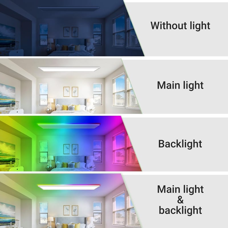 zemty RGB LED Panel Mennyezeti Lámpa 80x25cm 4000LM Távirányítós Dimmelhető