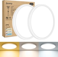 zemty Ultravékony LED Mennyezeti Lámpa Szett - 2 db, 18 cm, 15W, 1800 LM, 3 Színhőmérséklet, Kerek, Modern Fürdőszobai Világítás 1