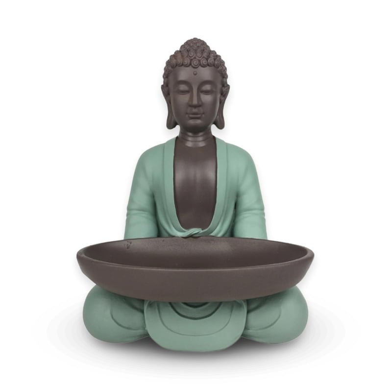 Figúrka Budhu Zen'Light prázdna – Zen a Feng Šuej dekorácia – zelená a hnedá – výška 20 cm – tip na darček pre šťastie – duchovná atmosféra