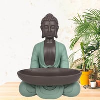 Figúrka Budhu Zen'Light prázdna – Zen a Feng Šuej dekorácia – zelená a hnedá – výška 20 cm – tip na darček pre šťastie – duchovná atmosféra 8