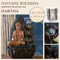 Fântână arteziană de interior Zen Light Buddha Hartha - iluminare LED, pompă silențioasă, decorațiune Zen și Feng Shui, maro-auriu, 27x27x40 cm 2