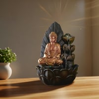 Fântână arteziană de interior Zen Light Buddha Hartha - iluminare LED, pompă silențioasă, decorațiune Zen și Feng Shui, maro-auriu, 27x27x40 cm 5