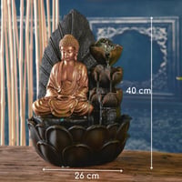 Fântână arteziană de interior Zen Light Buddha Hartha - iluminare LED, pompă silențioasă, decorațiune Zen și Feng Shui, maro-auriu, 27x27x40 cm 4