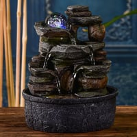 Zen Light Satya unutarnja stolna fontana od prirodnog kamena sa svjetlosnim efektom i šarenom LED dekoracijom, Feng Shui poklon za opuštanje, 23 cm 10