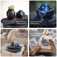 Fântână decorativă de interior Zen Light Silice cu vază și lumină LED colorată, castaniu, 19x21x17 cm 7