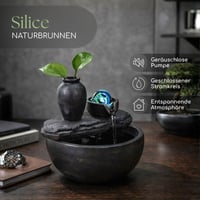 Fântână decorativă de interior Zen Light Silice cu vază și lumină LED colorată, castaniu, 19x21x17 cm 4