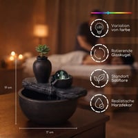 Fântână decorativă de interior Zen Light Silice cu vază și lumină LED colorată, castaniu, 19x21x17 cm 3