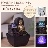 Zen'Light Theravada Zen Budha stolová interiérová fontána s farebným LED osvetlením – Feng Shui dekorácia – hnedo-zlatá – 18 cm – tip na darček 2