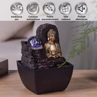 Zen'Light Theravada Zen Budha stolová interiérová fontána s farebným LED osvetlením – Feng Shui dekorácia – hnedo-zlatá – 18 cm – tip na darček 3