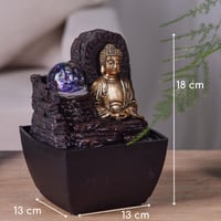 Zen'Light Theravada Zen Budha stolová interiérová fontána s farebným LED osvetlením – Feng Shui dekorácia – hnedo-zlatá – 18 cm – tip na darček 4