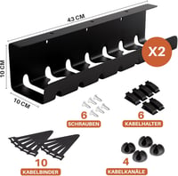 Zenacasa Organizator de cabluri pentru birou, 2 bucăți, canal de cabluri negru, fără găurire, cu tavă de gestionare și accesorii, pentru birou acasă și gaming 4