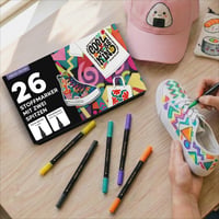 Zenacolor 26-dielna sada textilných fixiek, odolných voči praniu, s dvoma hrotmi na maľovanie na tričká, plátno a tašky 9