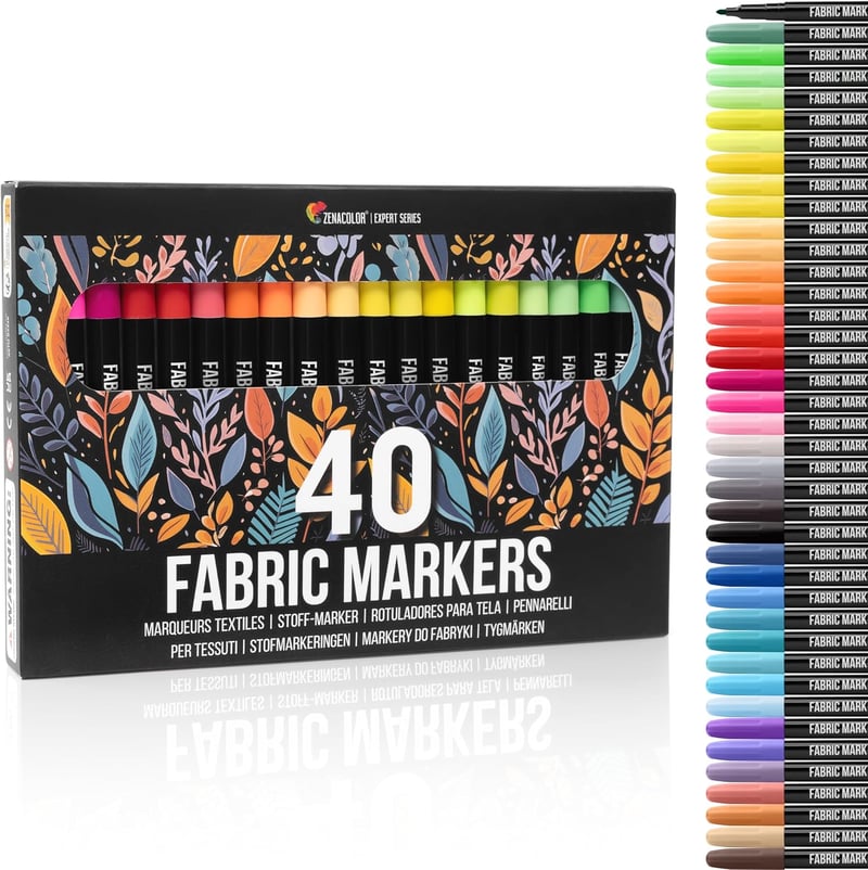 Zenacolor 40 db textilfilc készlet mosható - tartós szövetfestő marker gyerekeknek és felnőtteknek