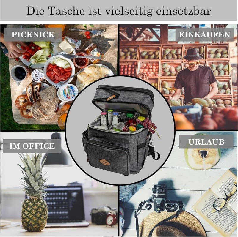 ZENFT Összecsukható Hűtőtáska Vízálló Tömített Ebédtáska Több Rekesszel