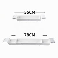 ZENGWARE Pladanj za kadu bijeli, rastezljiv 55-80 cm, ABS plastika sa silikonskim ručkama, držač za telefon, vino, svijeću, sapun i šampon, kupaonica 4