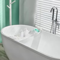 ZENGWARE Pladanj za kadu bijeli, rastezljiv 55-80 cm, ABS plastika sa silikonskim ručkama, držač za telefon, vino, svijeću, sapun i šampon, kupaonica 8