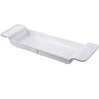 ZENGWARE Pladanj za kadu bijeli, rastezljiv 55-80 cm, ABS plastika sa silikonskim ručkama, držač za telefon, vino, svijeću, sapun i šampon, kupaonica 1