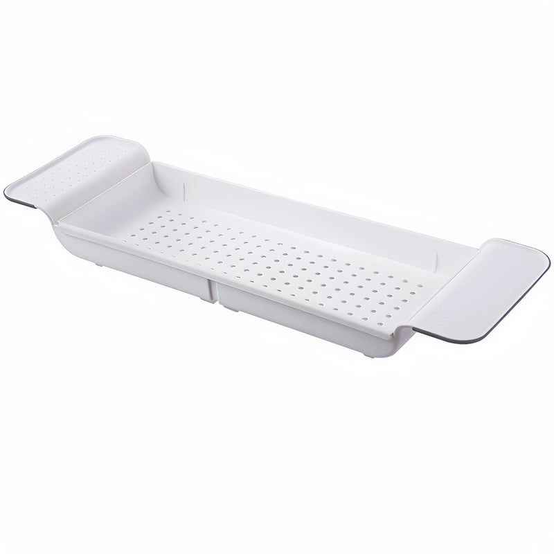 ZENGWARE Pladanj za kadu bijeli, rastezljiv 55-80 cm, ABS plastika sa silikonskim ručkama, držač za telefon, vino, svijeću, sapun i šampon, kupaonica