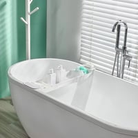 ZENGWARE Pladanj za kadu bijeli, rastezljiv 55-80 cm, ABS plastika sa silikonskim ručkama, držač za telefon, vino, svijeću, sapun i šampon, kupaonica 6