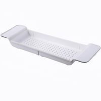 ZENGWARE Pladanj za kadu bijeli, rastezljiv 55-80 cm, ABS plastika sa silikonskim ručkama, držač za telefon, vino, svijeću, sapun i šampon, kupaonica 10