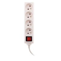 Zenitech 4-zásuvková rozvodka s vypínačom, 16A, 2P+T, 1m kábel H05VV-F 3G1mm², certifikácia NF, biela kompaktná viacnásobná zásuvka pre elektrické zariadenia 2