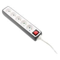 Rozvodka Zenitech, 5 zásuviek, 16 A, 2P+T, s vypínačom, nárazuvzdorný silikónový povrch, sivá, 1,5 m kábel, pre domáce a kancelárske použitie 3