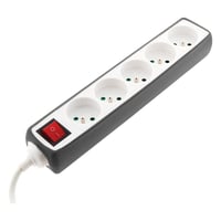 Rozvodka Zenitech, 5 zásuviek, 16 A, 2P+T, s vypínačom, nárazuvzdorný silikónový povrch, sivá, 1,5 m kábel, pre domáce a kancelárske použitie 1