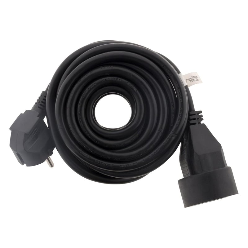 Predlžovací kábel Zenitech 16A 2P+E H05VV-F 3G 1,5mm² čierny 10m s uzemnenou zásuvkou