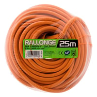 Predlžovací kábel Zenitech 16A H05VV-F 2x1,5mm² 3680W 230V 25m oranžový, vonkajší, odolný voči poveternostným vplyvom, na kosačku a gril, norma NF CE 3