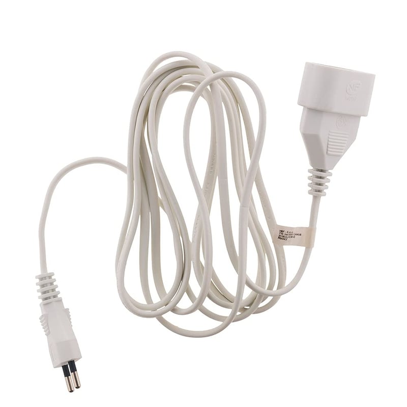 Predlžovací kábel Zenitech H03VVH2-F 2x0,75mm² 6A s detskou poistkou, biely, 2m, elektrický predlžovací kábel podľa normy CE NF