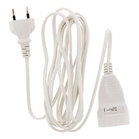 Predlžovací kábel Zenitech H03VVH2-F 2x0,75mm² 6A s detskou poistkou, biely, 2m, elektrický predlžovací kábel podľa normy CE NF 3