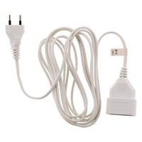 Predlžovací kábel Zenitech H03VVH2-F 2x0,75mm² 6A s detskou poistkou, biely, 2m, elektrický predlžovací kábel podľa normy CE NF 2