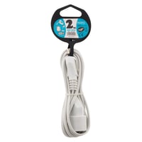 Predlžovací kábel Zenitech H03VVH2-F 2x0,75mm² 6A s detskou poistkou, biely, 2m, elektrický predlžovací kábel podľa normy CE NF 4