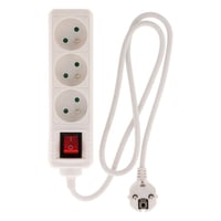 Predlžovačka Zenitech 3 zásuvky 16A s vypínačom, biela, kábel HO5VV-F 3G1 mm² 1 m, kompaktná rozvodka pre elektrické zariadenia a svietidlá 3
