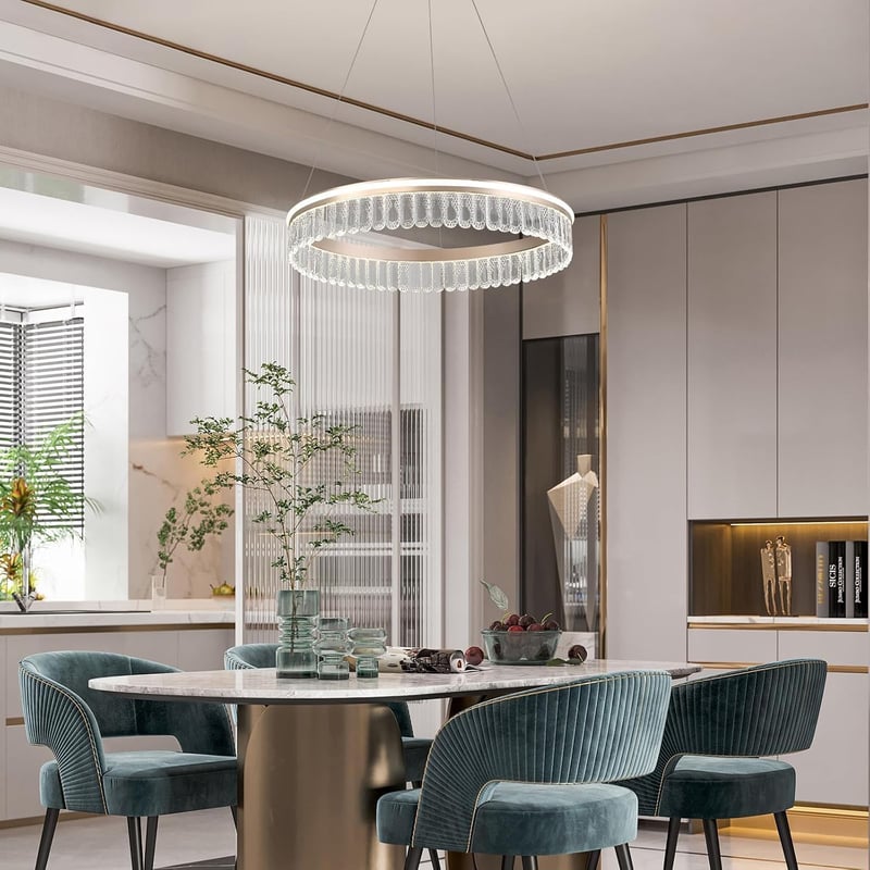 ZenithBeam Modern LED Kristály Függőlámpa 28W Dimmer Arany Étkezőasztal