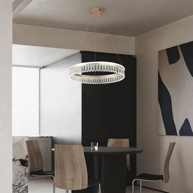 ZenithBeam Modern LED Kristály Függőlámpa 28W Dimmer Arany Étkezőasztal