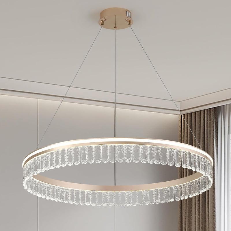 ZenithBeam Modern LED Kristály Függőlámpa 28W Dimmer Arany Étkezőasztal