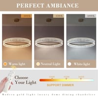 ZenithBeam Modern LED Kristály Függőlámpa 28W Dimmer Arany Étkezőasztal 3