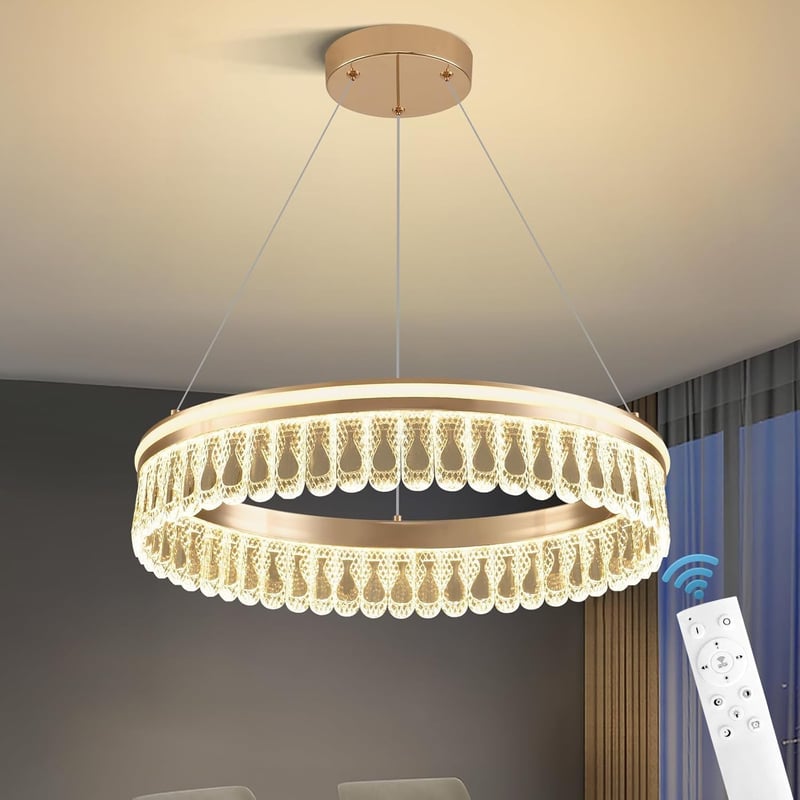 ZenithBeam Modern LED Kristály Függőlámpa 28W Dimmer Arany Étkezőasztal