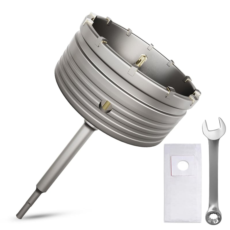ZENIX 130 mm SDS Plus Fúrófej Adapter 220 mm Kőfúráshoz Betonhoz Márványhoz Porzsák Kulcs