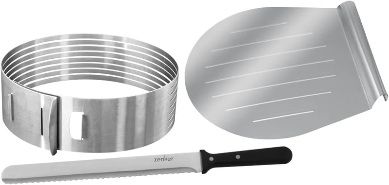 Zenker 3 részes tortakészlet 26/28 cm rozsdamentes acél tortagyűrűvel, lapáttal és késsel - 1 - confezione, A