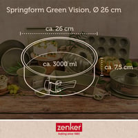Formă de tort cu arc Zenker Green Vision, diametru 26 cm, margine înaltă, înveliș antiaderent vegan, verde, cu 2 baze 4